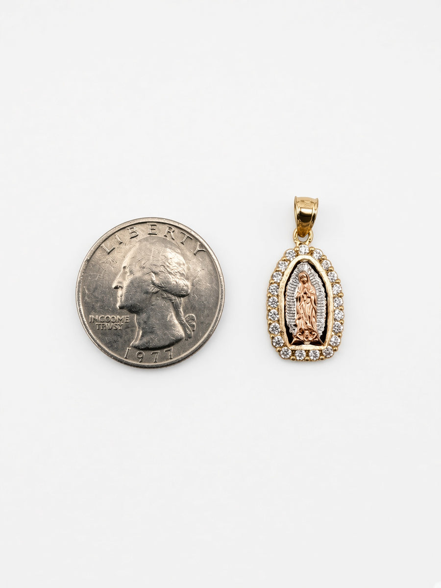 10K Tri-Color Gold Lady of Guadalupe Pendant