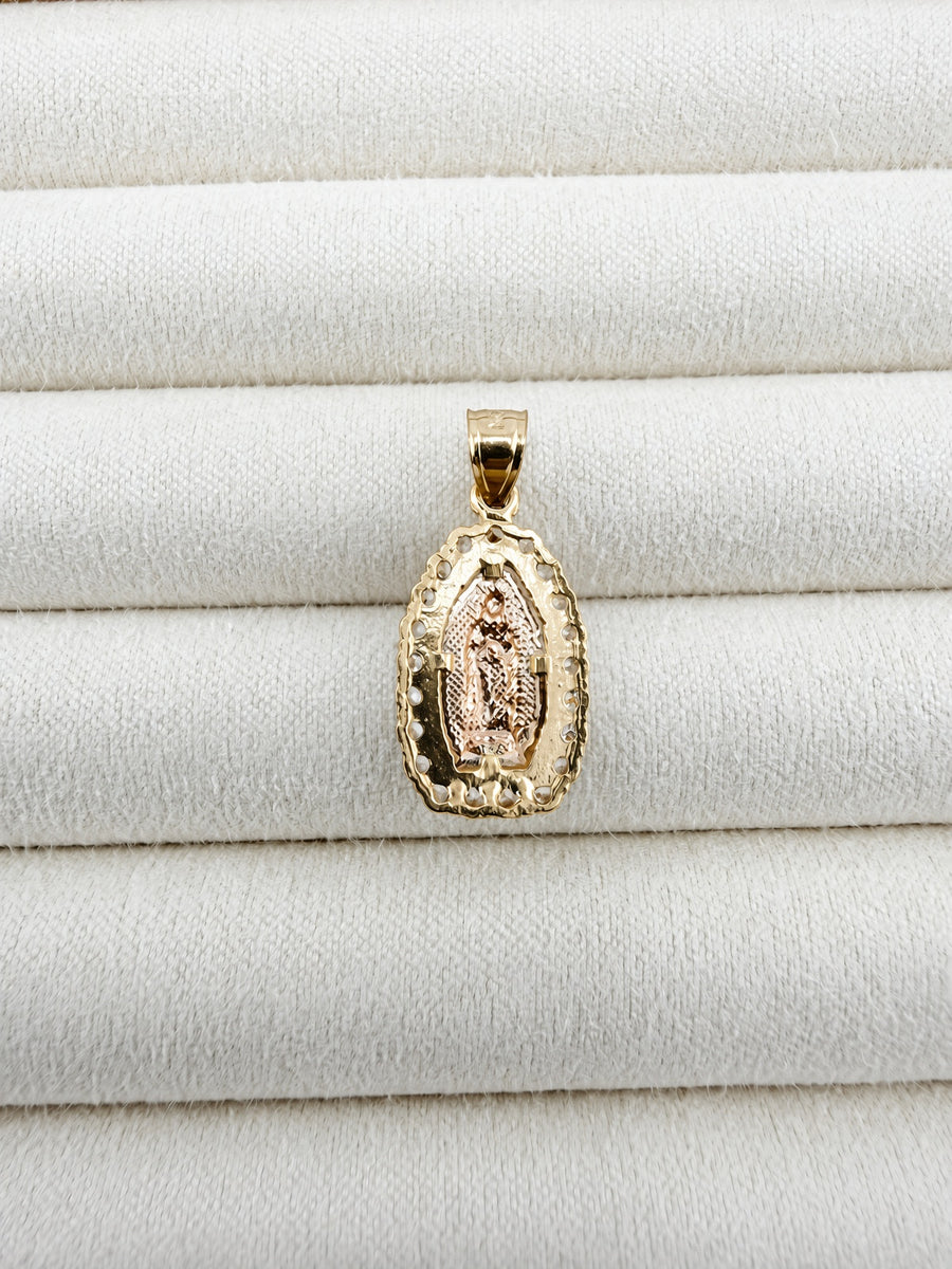 10K Tri-Color Gold Lady of Guadalupe Pendant