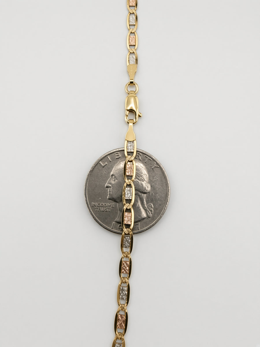 14K Tri-Color Gold Mariner Chain – 3.5mm