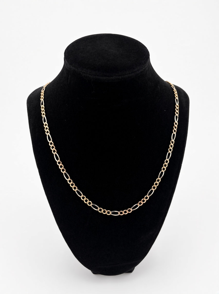 14K Tri-Color Gold Figaro Chain – 4mm
