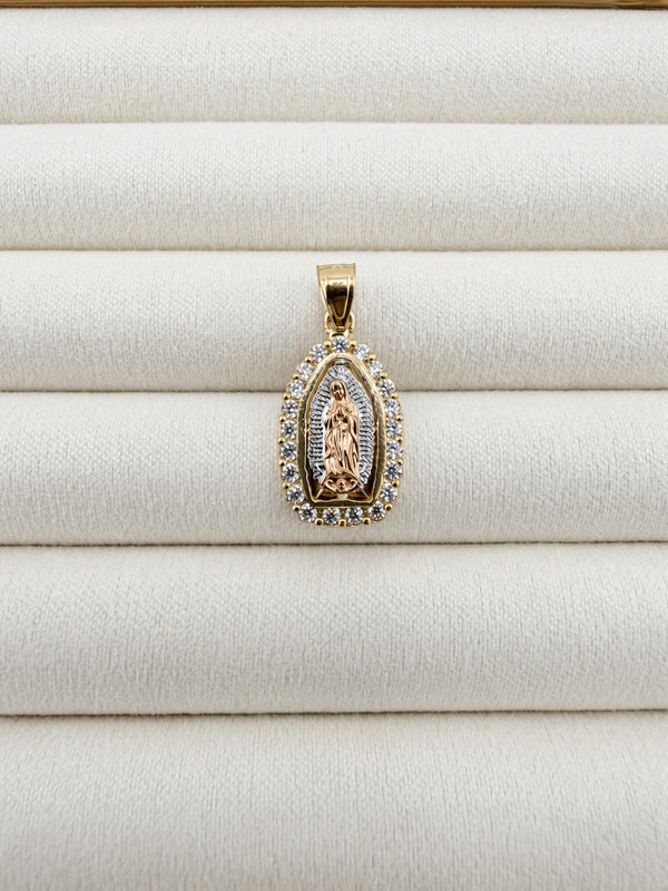 10K Tri-Color Gold Lady of Guadalupe Pendant