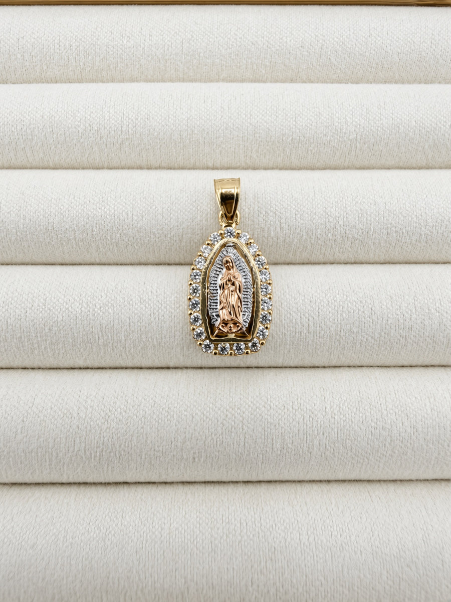 10K Tri-Color Gold Lady of Guadalupe Pendant