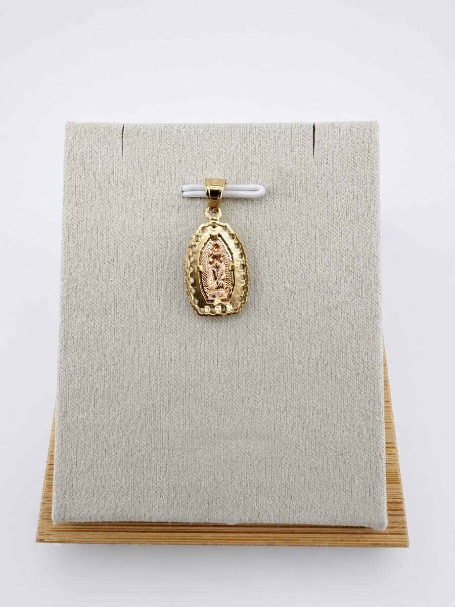 10K Tri-Color Gold Lady of Guadalupe Pendant