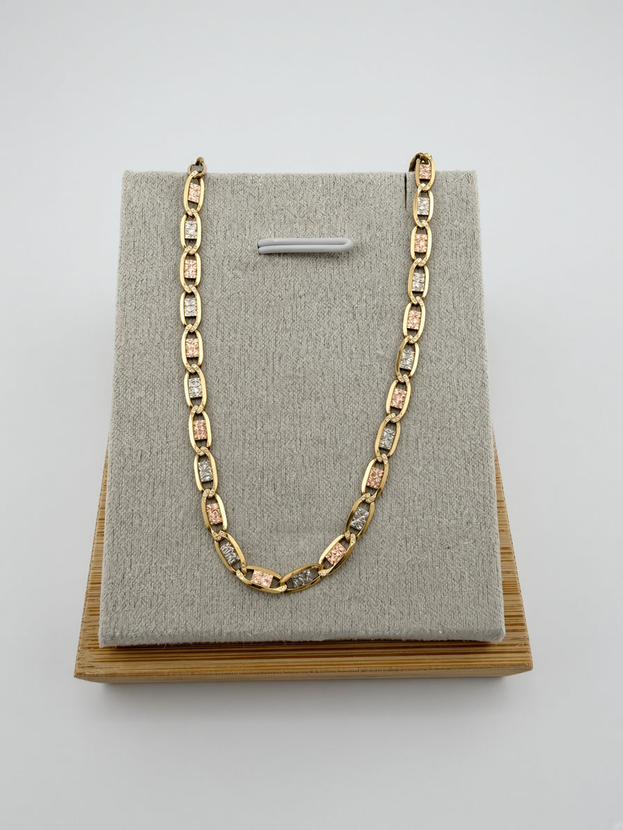 14K Tri-Color Gold Mariner Chain – 3.5mm