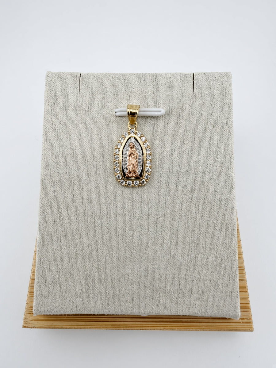 10K Tri-Color Gold Lady of Guadalupe Pendant