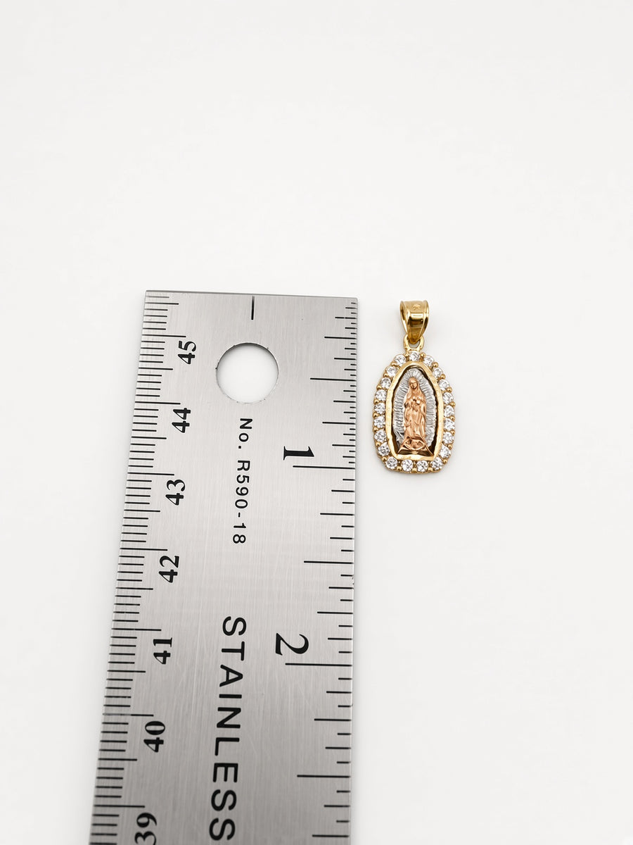 10K Tri-Color Gold Lady of Guadalupe Pendant