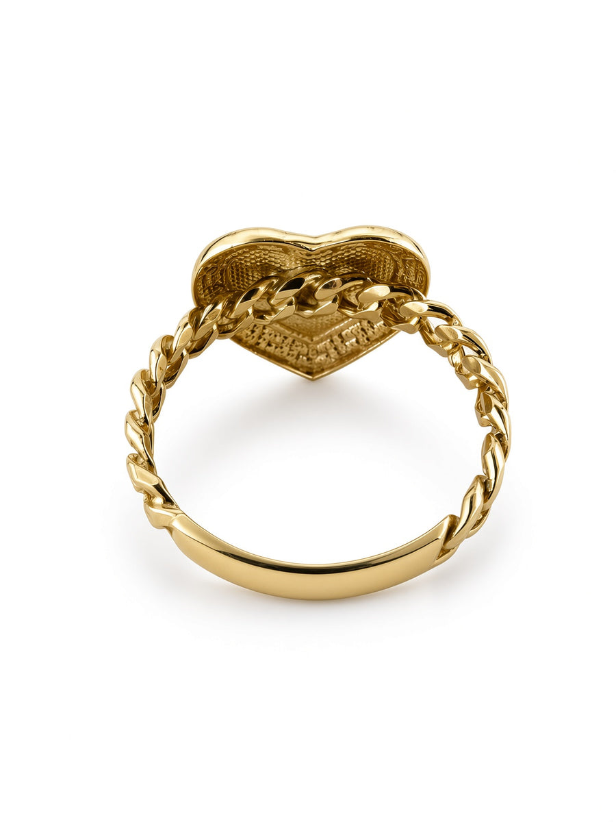 10kt Yellow Gold Greek Border Heart Ring