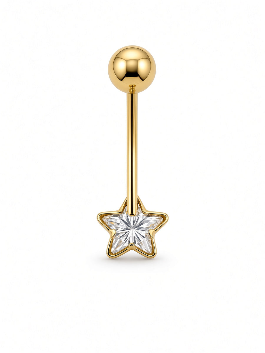 14kt Yellow Gold Star Belly Button Piercing