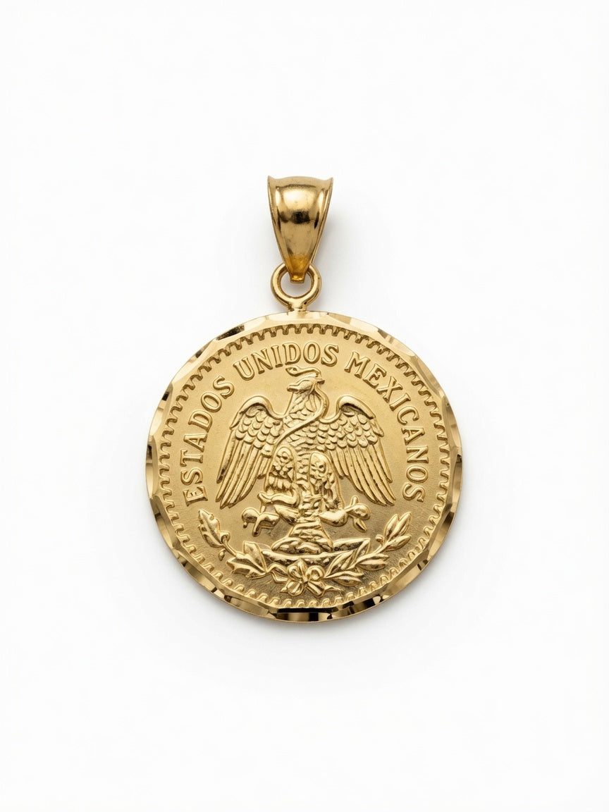 14KT Gold Mexican 50 Pesos Pendant – Centenario Replica Charm
