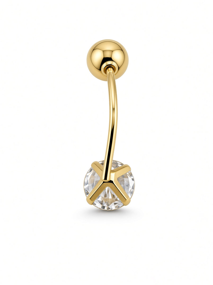 14kt Yellow Gold Belly Button Piercing Round