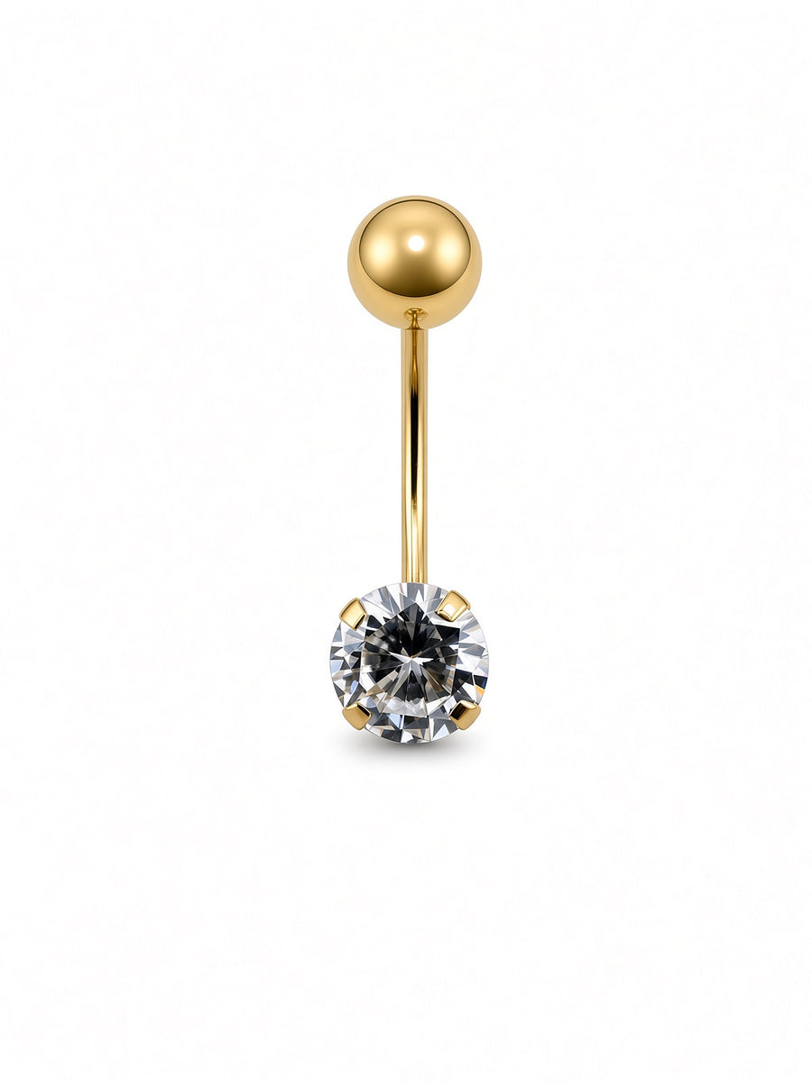 14kt Yellow Gold Belly Button Piercing Round