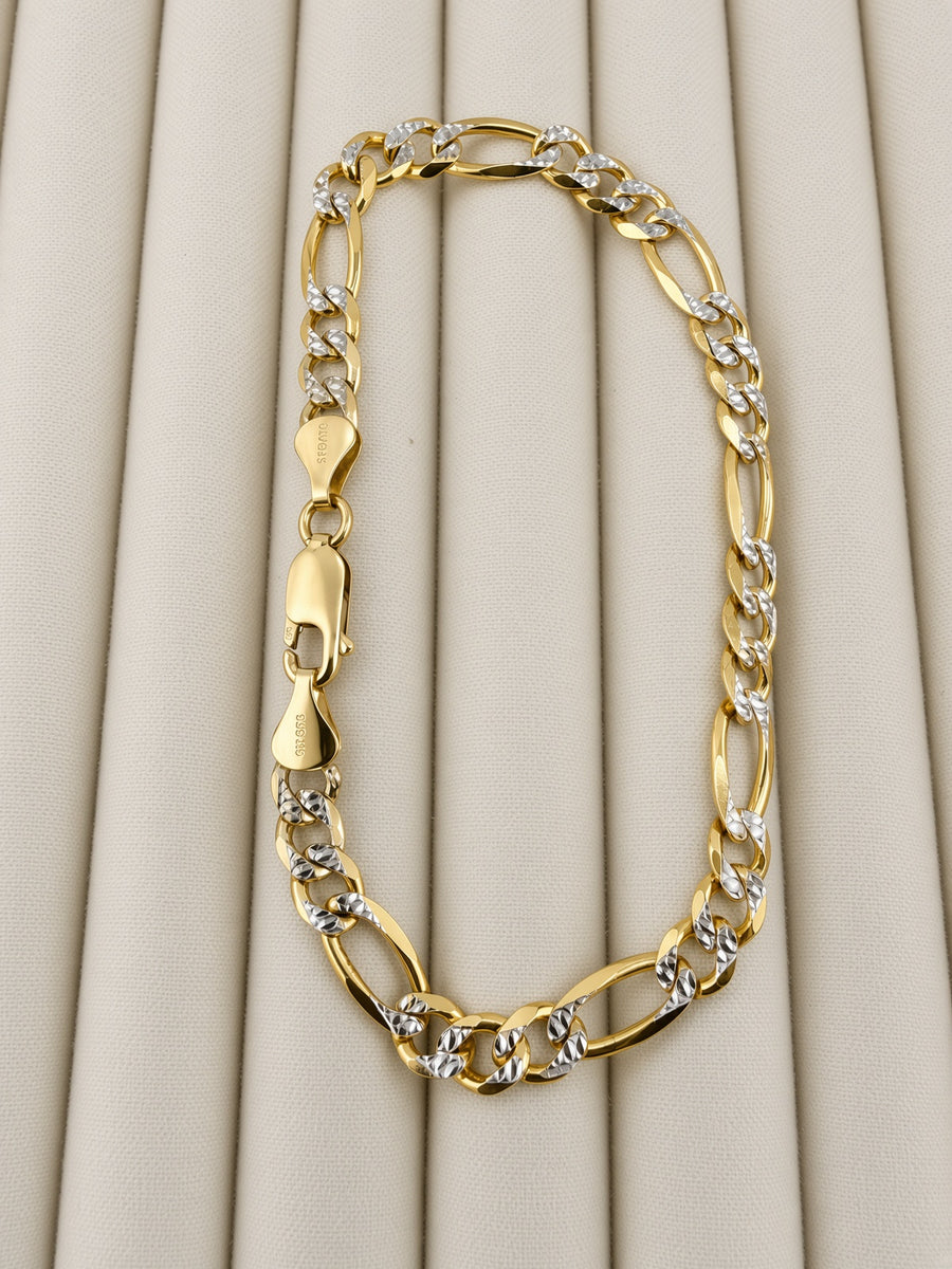 10kt Two-Tone Gold Figaro Bracelet – 6mm