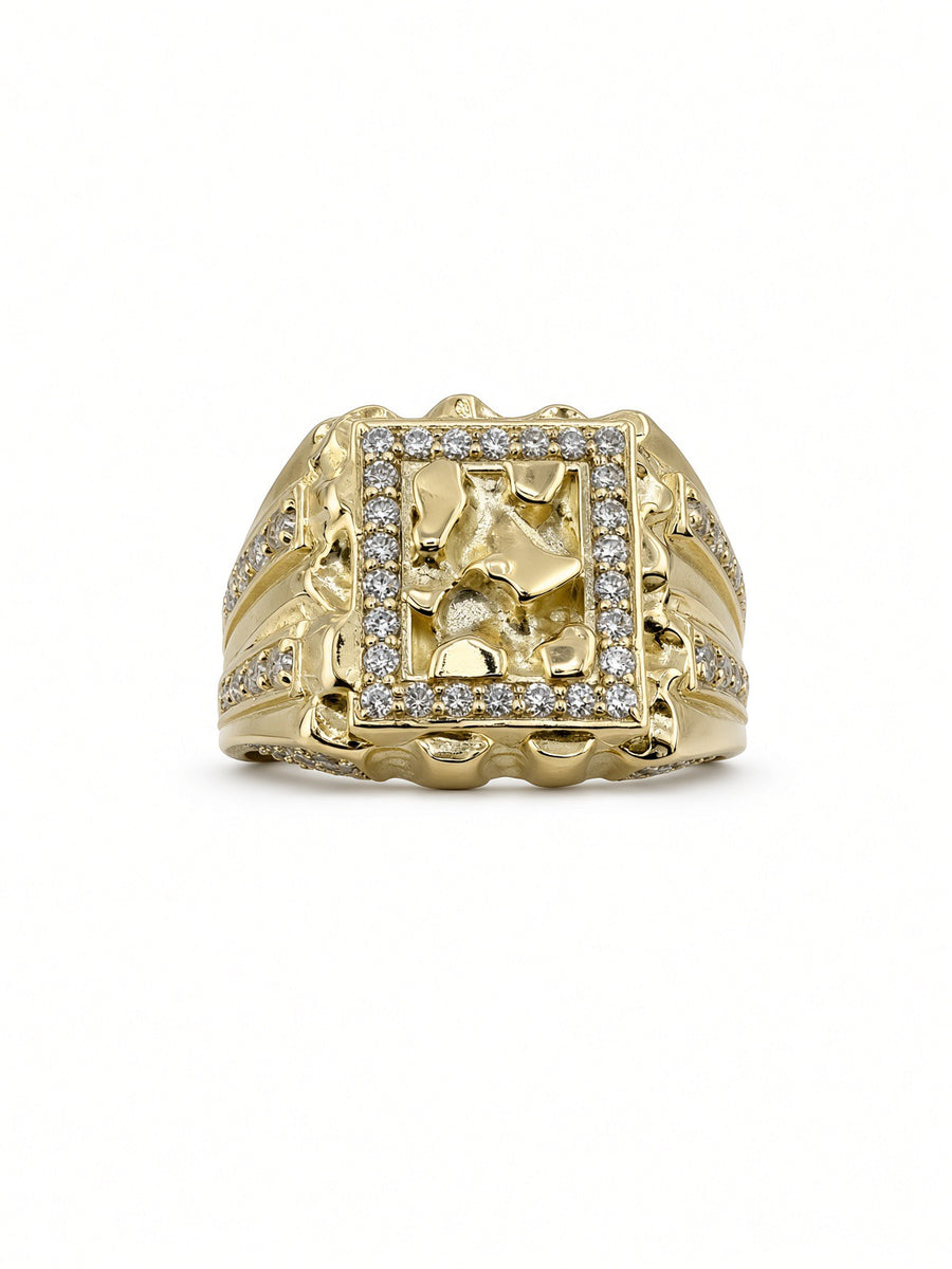 10kt Yellow Gold Men’s CZ Nugget Ring