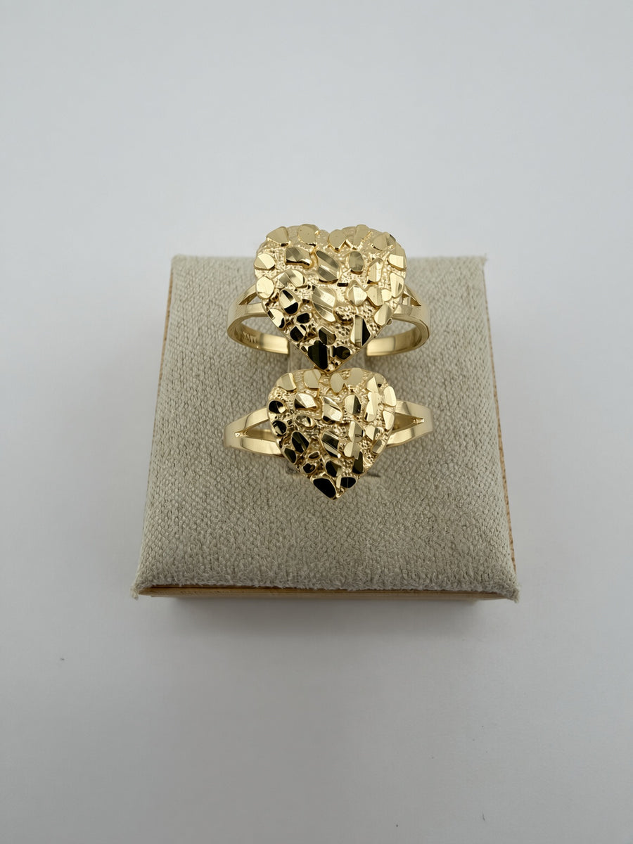 10K Yellow Gold Nugget Heart Ring