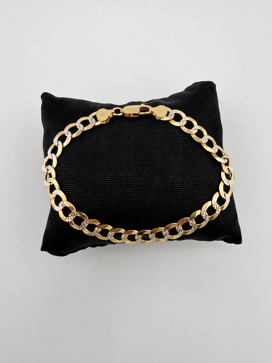 14KT Two-Tone Gold Curb Bracelet – 8.5mm