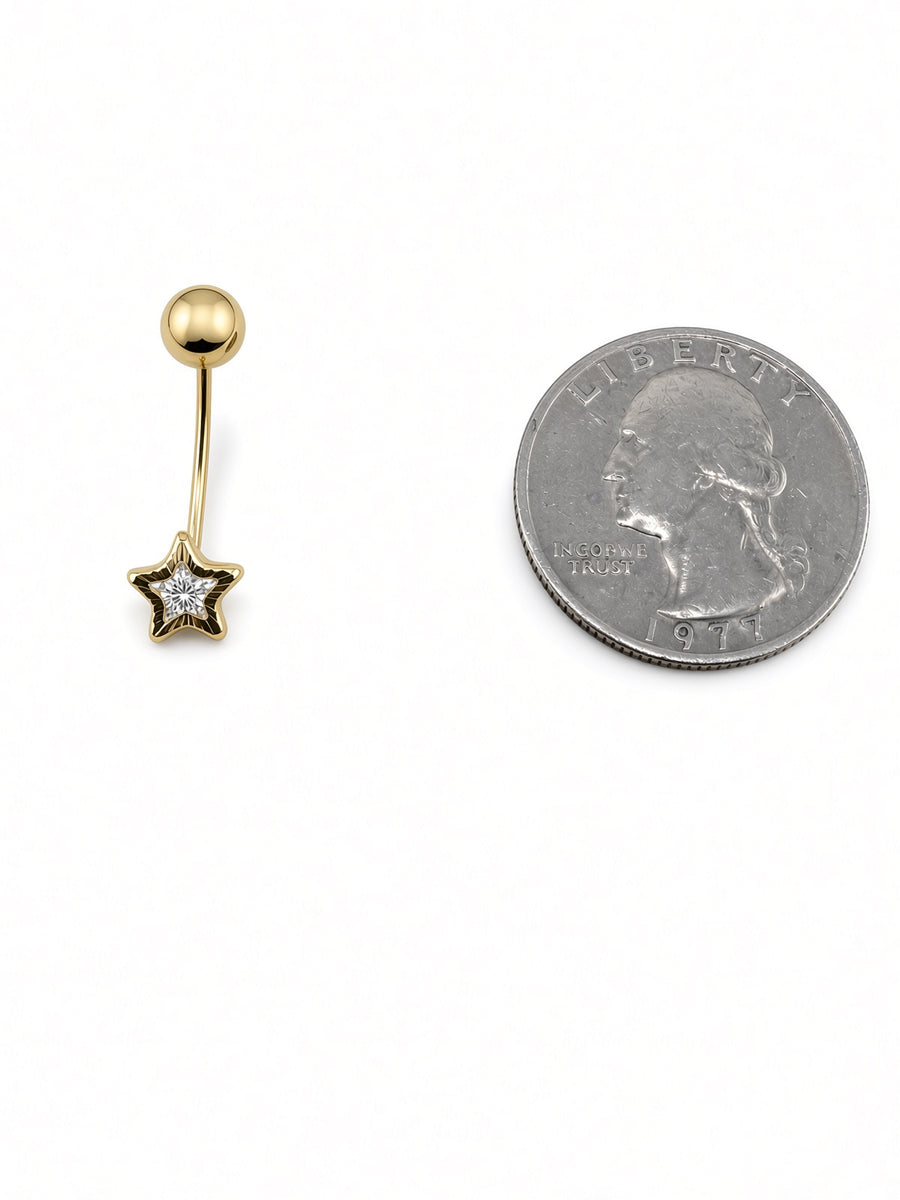 14kt Yellow Gold Star Belly Button Piercing