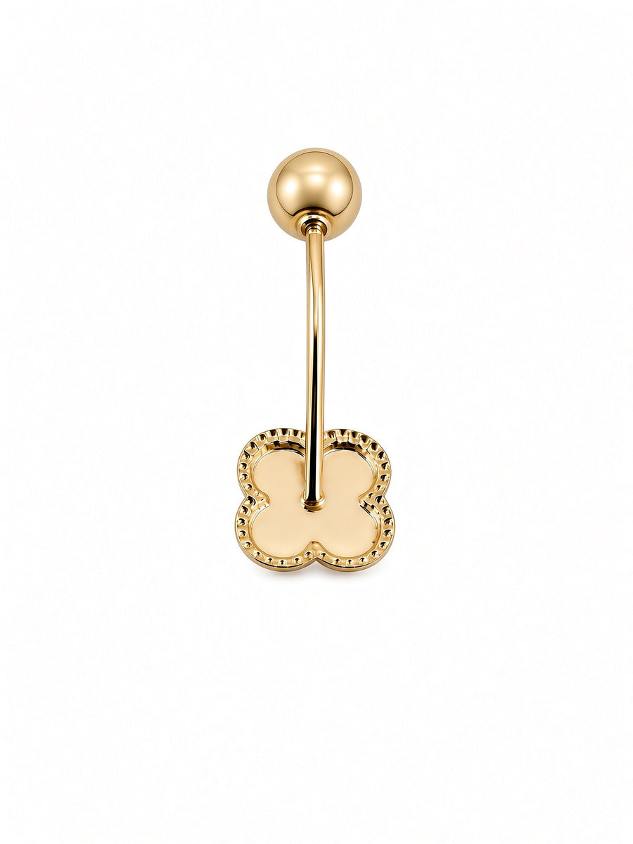 14kt Yellow Gold Clover Belly Button Piercing