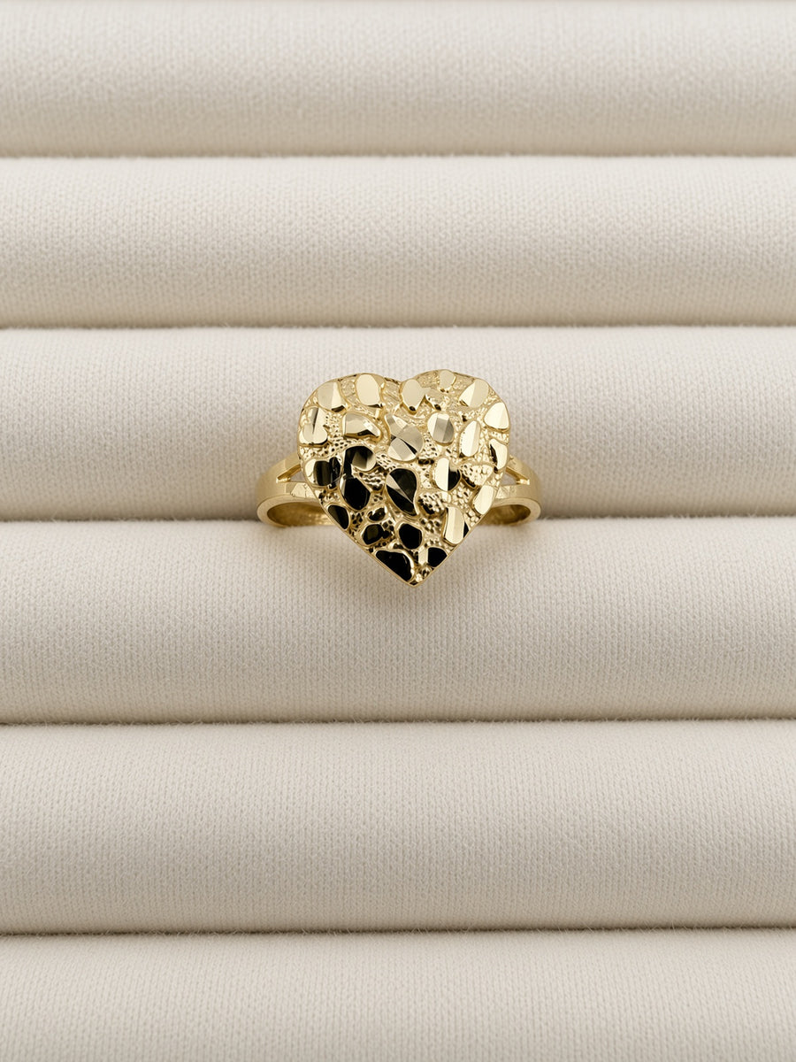 14kt Gold Heart Nugget Ring