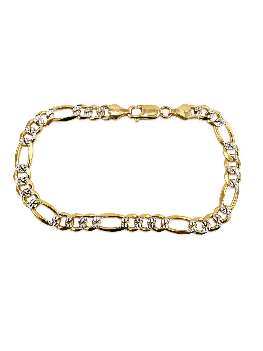 10kt Two-Tone Gold Figaro Bracelet – 6mm