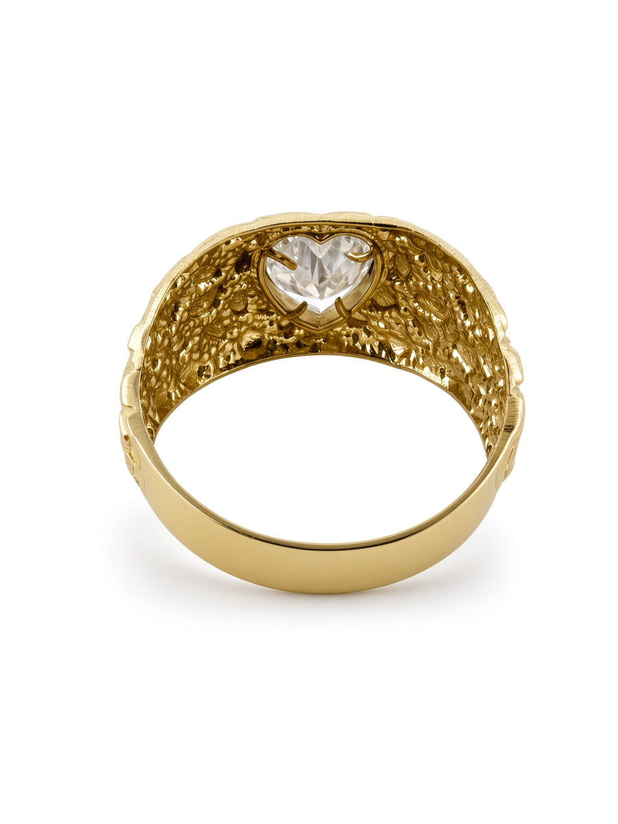 10kt Yellow Gold Heart Nugget Ring with CZ