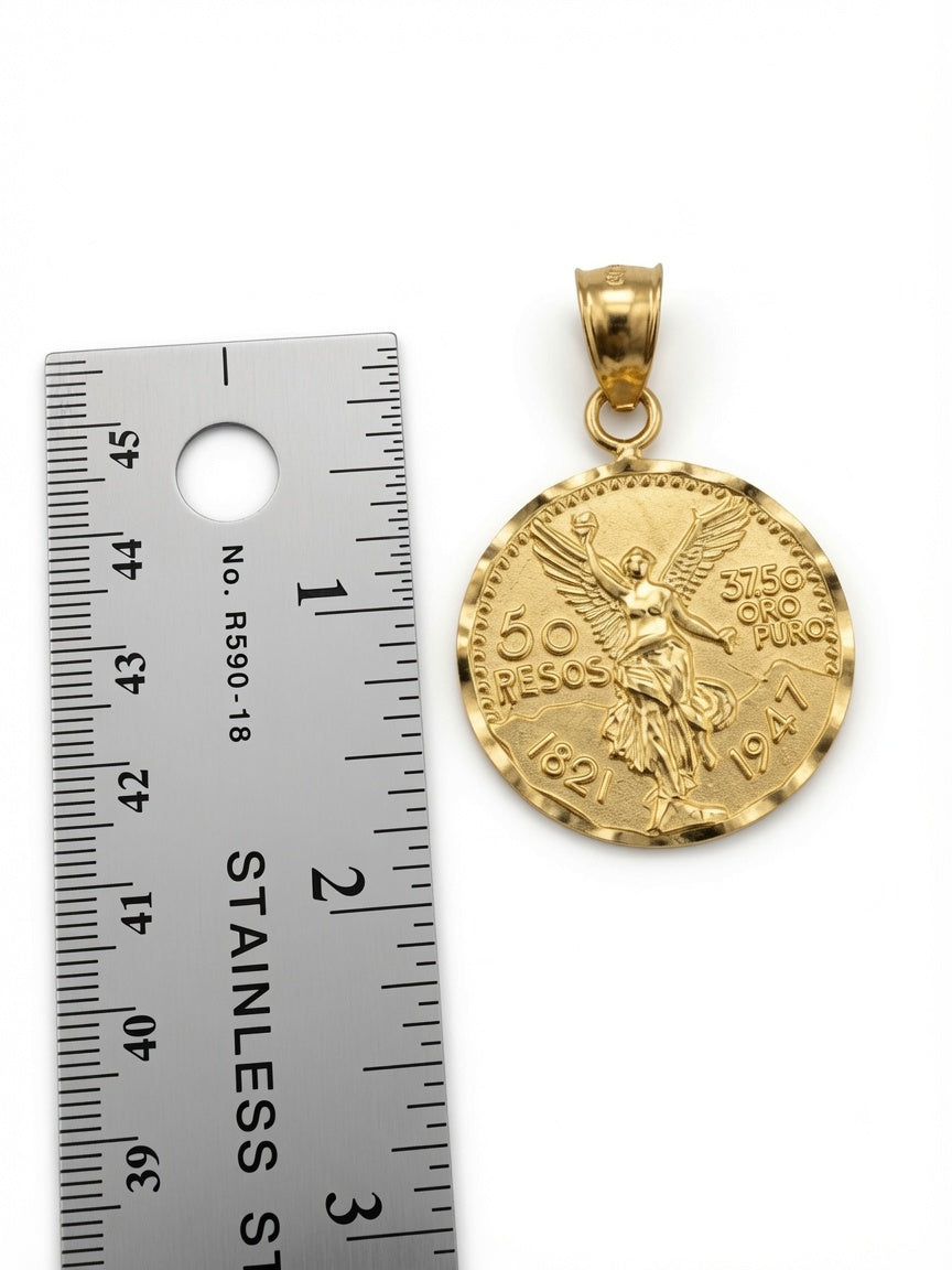 14KT Gold Mexican 50 Pesos Pendant – Centenario Replica Charm