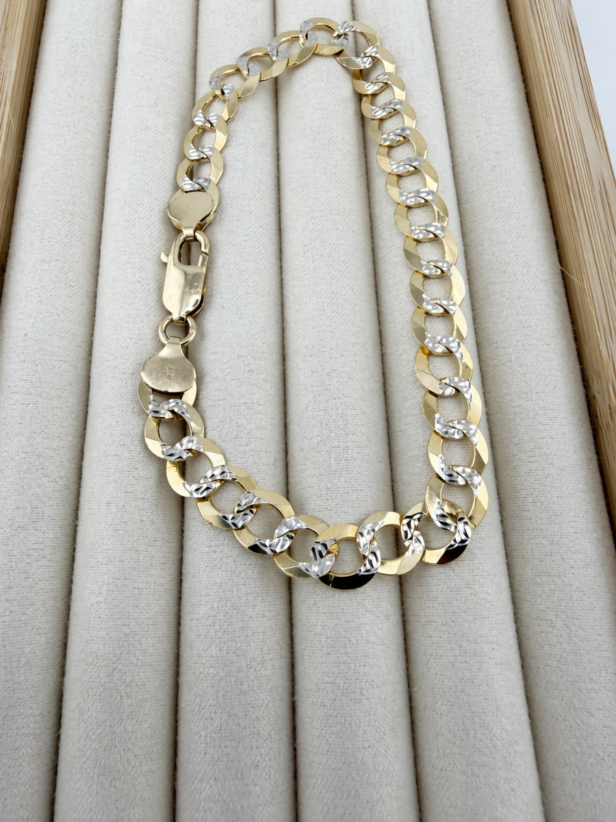 14KT Two-Tone Gold Curb Bracelet – 8.5mm