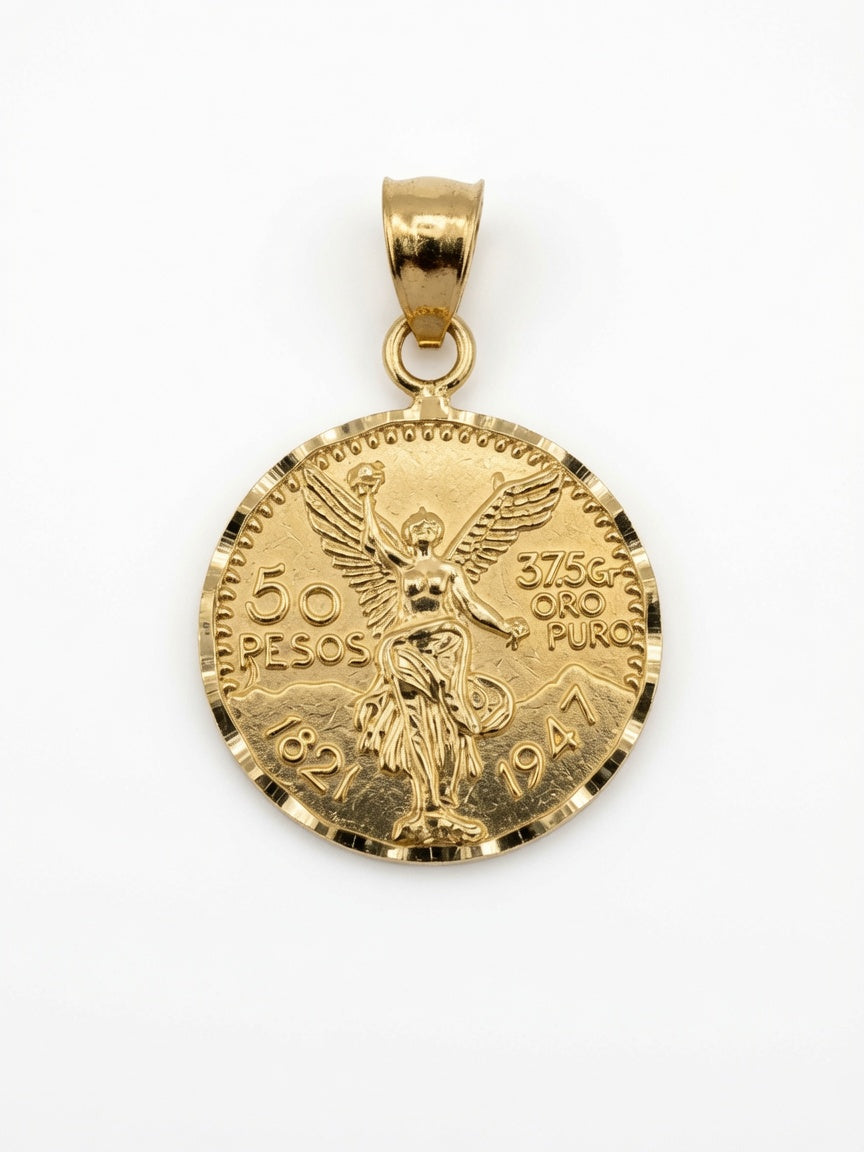 14KT Gold Mexican 50 Pesos Pendant – Centenario Replica Charm