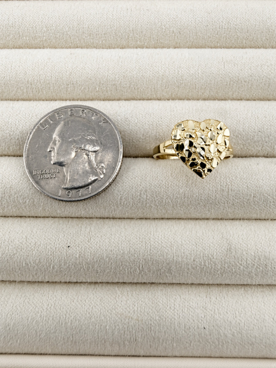 14kt Gold Heart Nugget Ring
