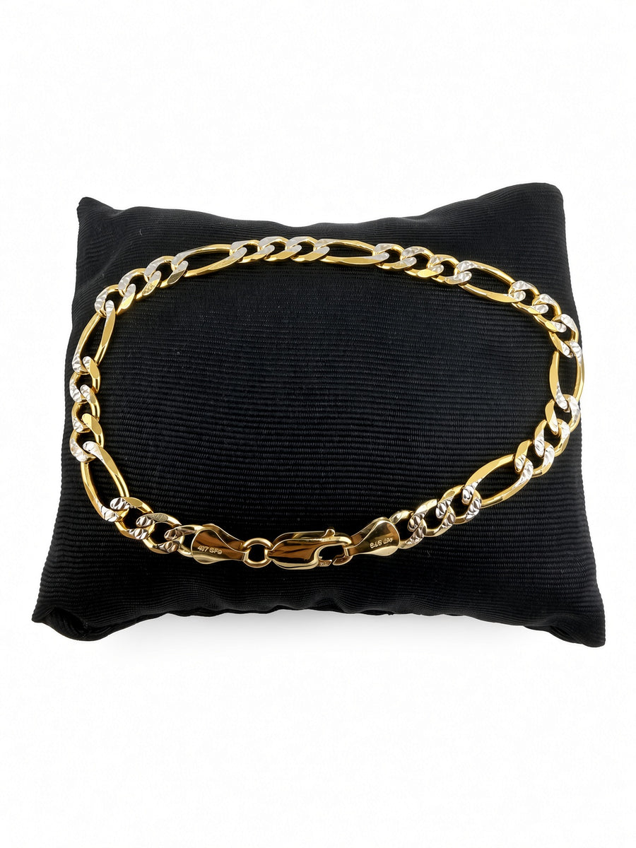 10kt Two-Tone Gold Figaro Bracelet – 6mm