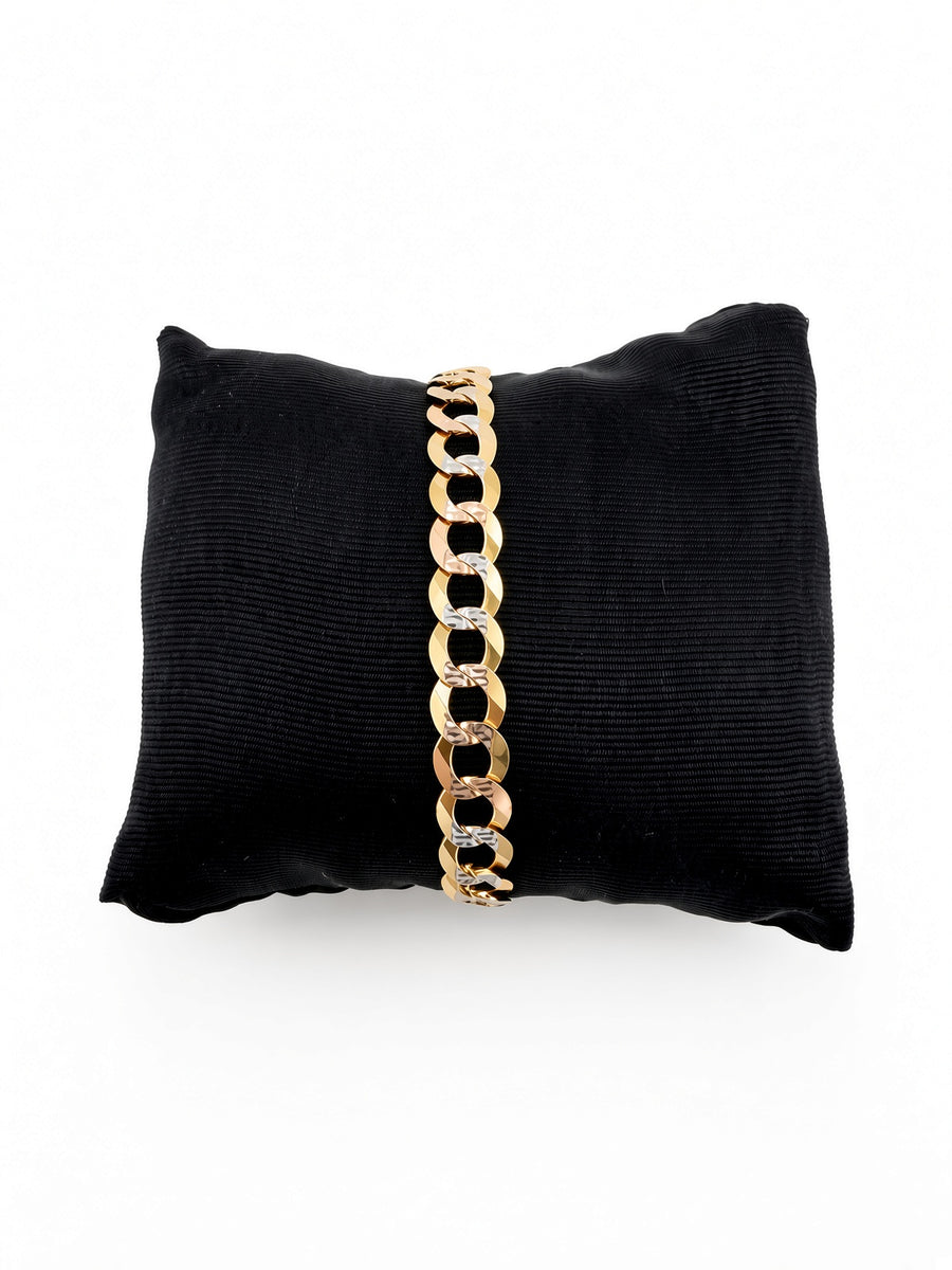 14KT Two-Tone Gold Curb Bracelet – 8.5mm