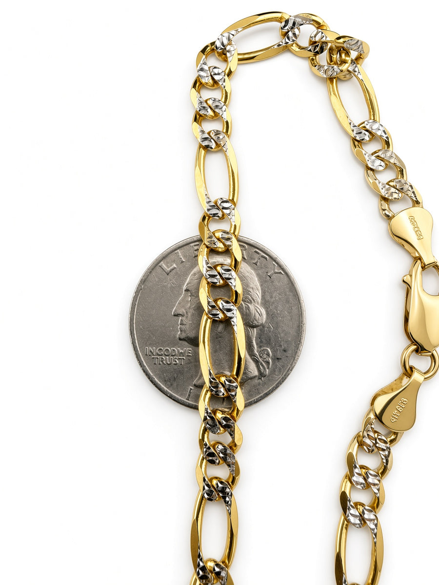 10kt Two-Tone Gold Figaro Bracelet – 6mm