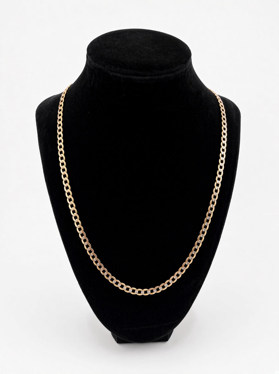 10K Yellow Gold Curb Chain with Diamond Cut – 4.6mm