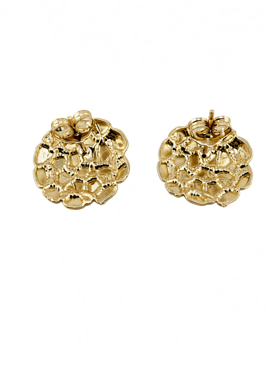 14kt Nugget Stud Earrings – 15mm