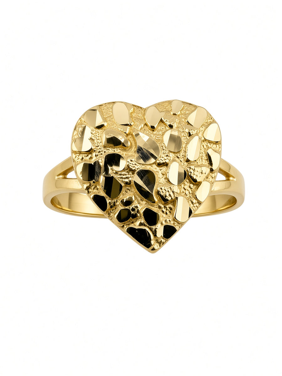 14kt Gold Heart Nugget Ring
