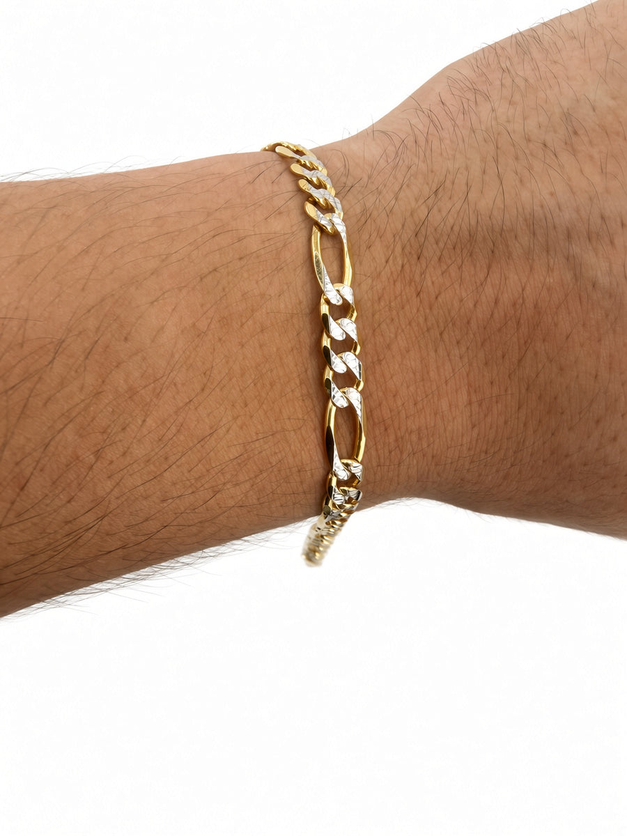 10kt Two-Tone Gold Figaro Bracelet – 6mm