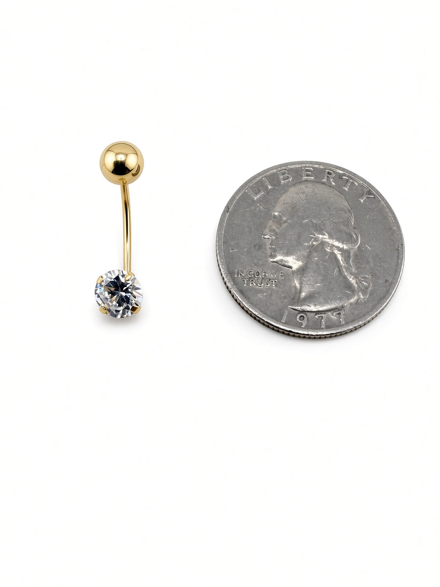 14kt Yellow Gold Belly Button Piercing Round