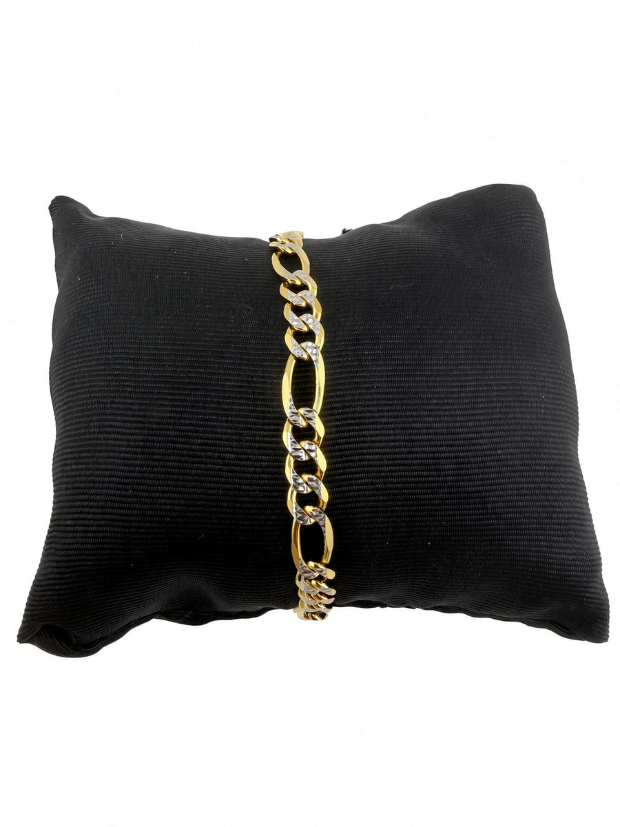 10kt Two-Tone Gold Figaro Bracelet – 6mm