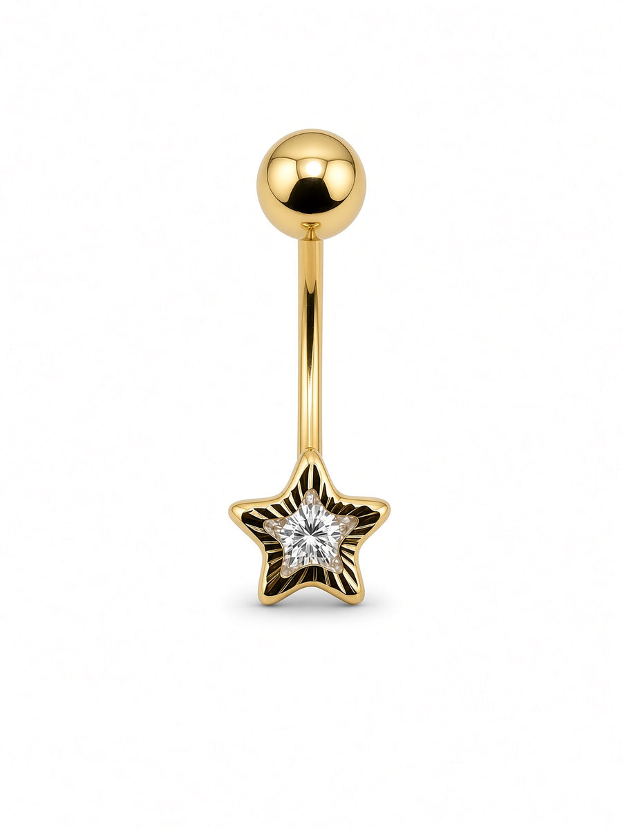 14kt Yellow Gold Star Belly Button Piercing