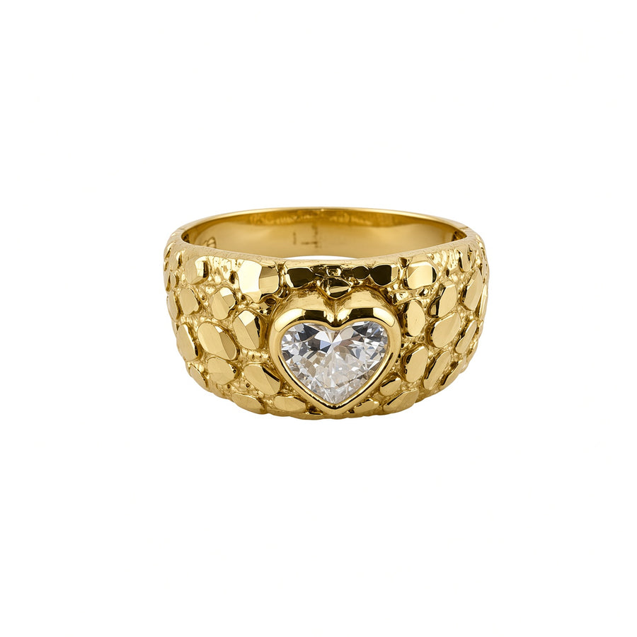 10kt Yellow Gold Heart Nugget Ring with CZ