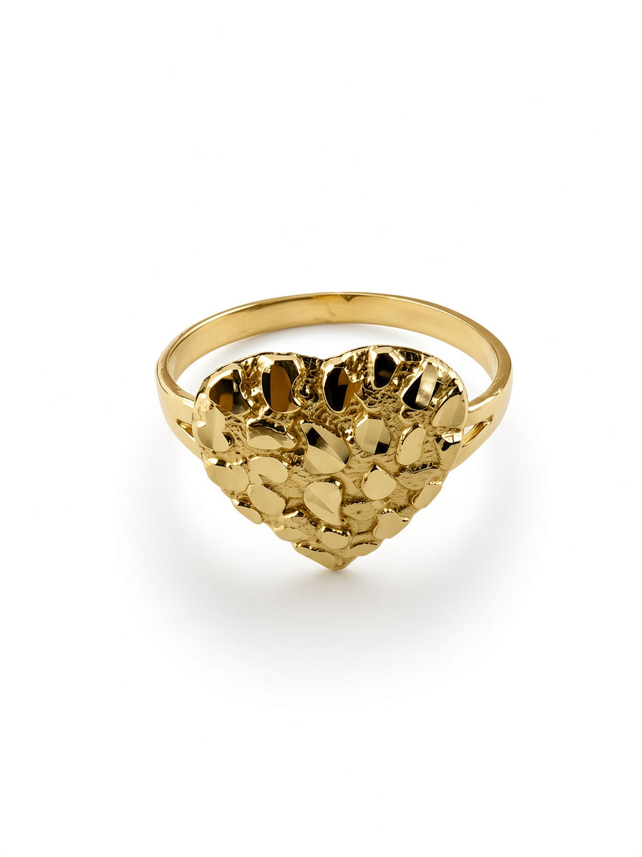 14kt Gold Heart Nugget Ring